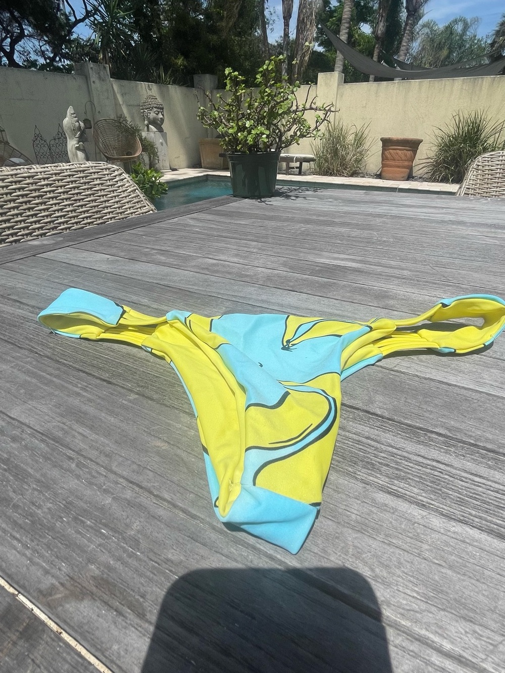 Two-Tone Yellow & Light Blue Women's Bikini Bottom BOTTOM ONLY